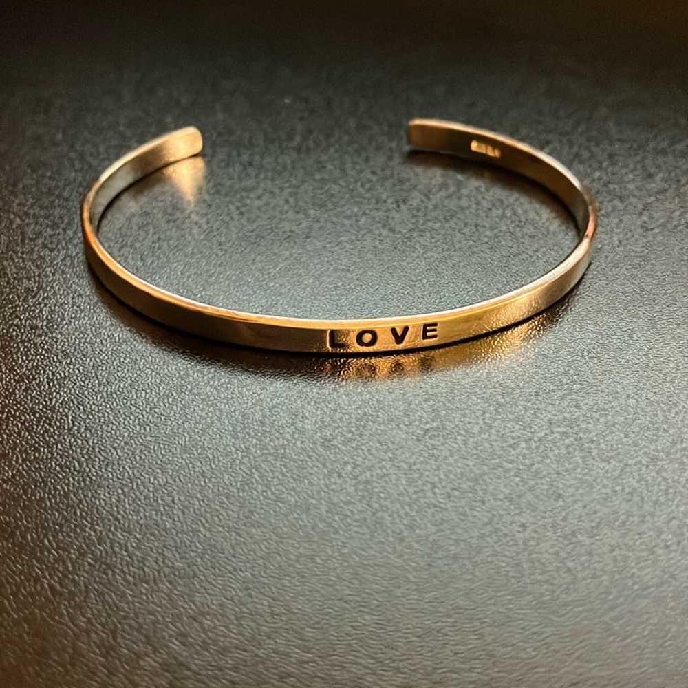 LOVE Silver Thin Cuff Bracelet 925 silver